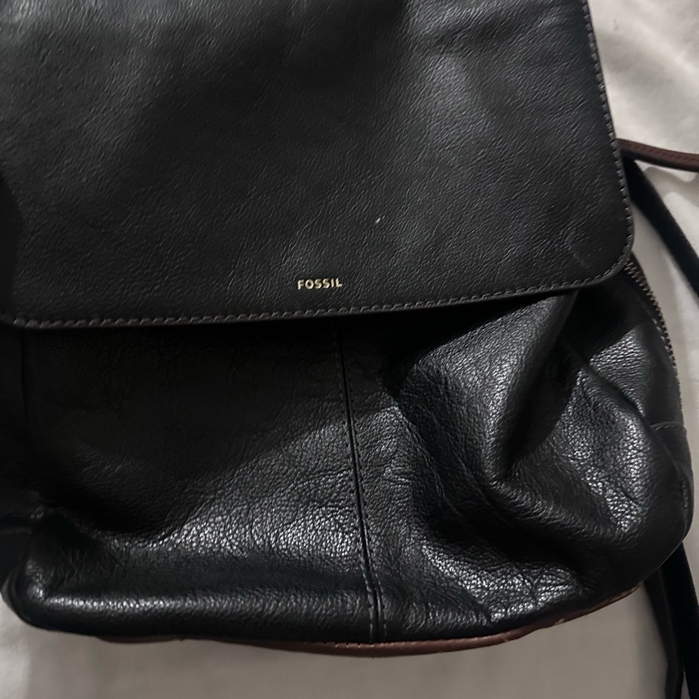 Fossil Black Leather Accessory with Gold Detail